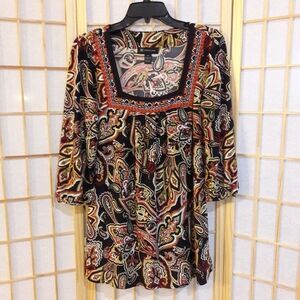 Inc International Concepts Paisley Boho Top Sz M